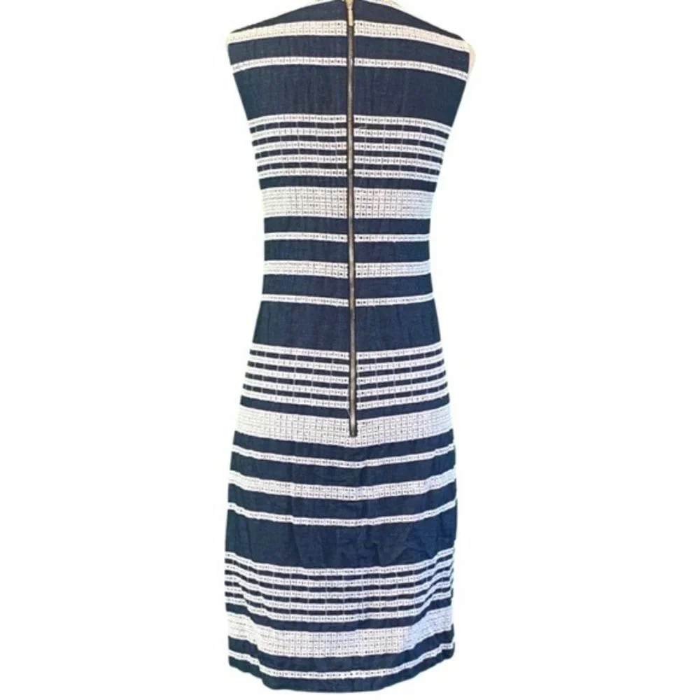 Karl Lagerfeld Blue and White Sheath Mini Dress